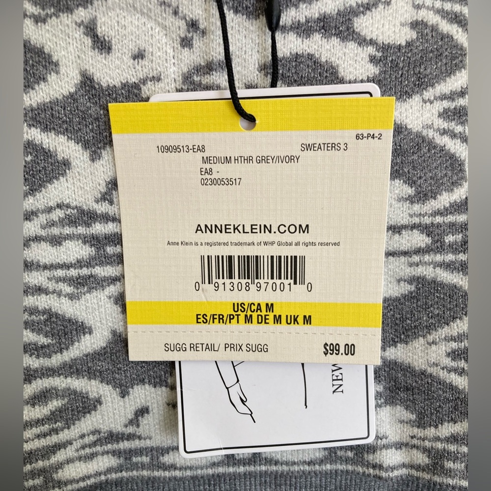 Anne Klein | NWT Women’s Off -Shoulder Style Heather Gray/Ivory Sweater - Picture 6 of 8